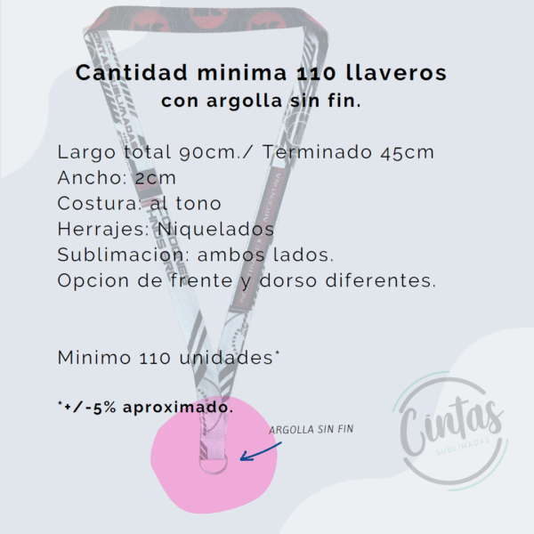 LLaveros Terminados  x110 Arg s/ fin Cinta Poliester Liviana 20mm - Imagen 2