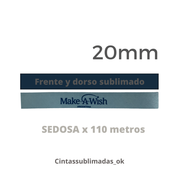 cinta sedosa 20mm x 110 mts 2 lados sublimadas