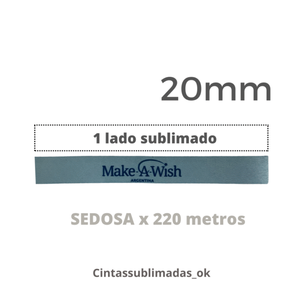 cinta sedosa 20mm x 220 mts 1 lado sublimada